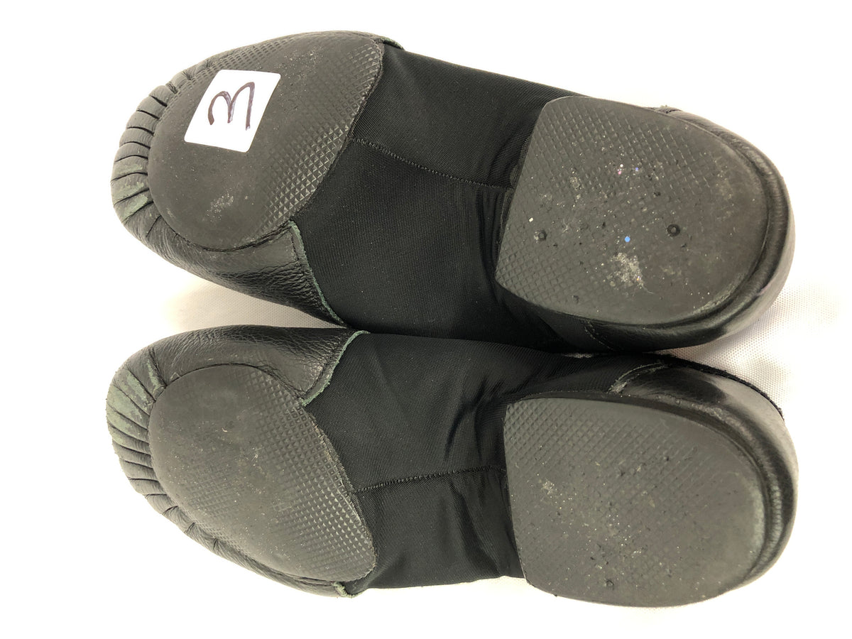 Pre-Owned Jazz Shoes So Danca 5M Adult JZ43 Black Pull On Leather Split Sole