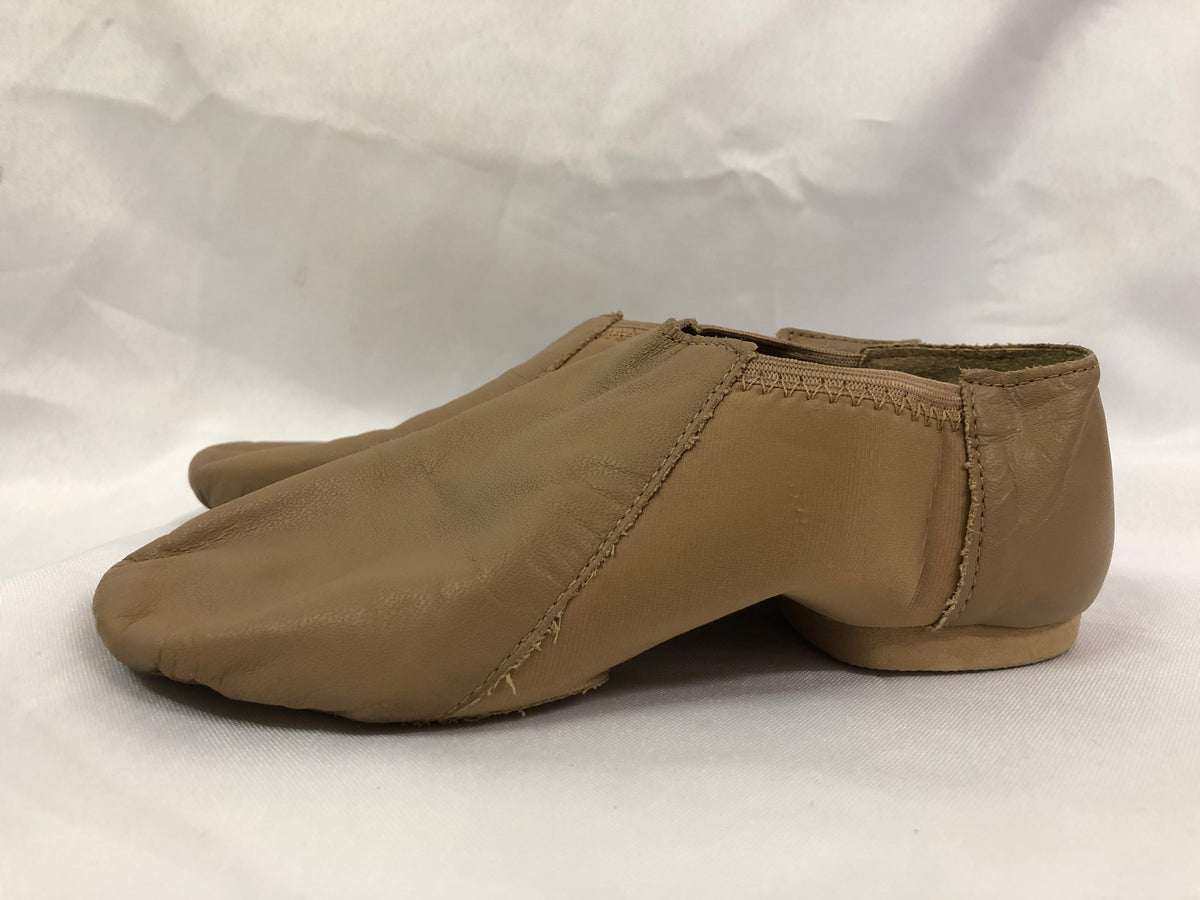 Pre-Owned Jazz Shoes So Danca 4M Child JZ43 Tan Pull On Leather Split Sole