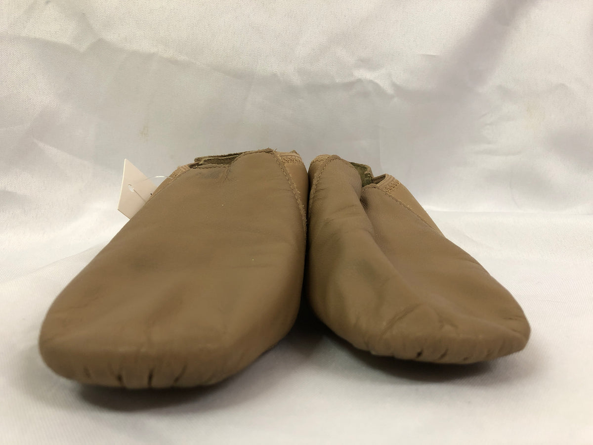 Pre-Owned Jazz Shoes So Danca 4M Child JZ43 Tan Pull On Leather Split Sole