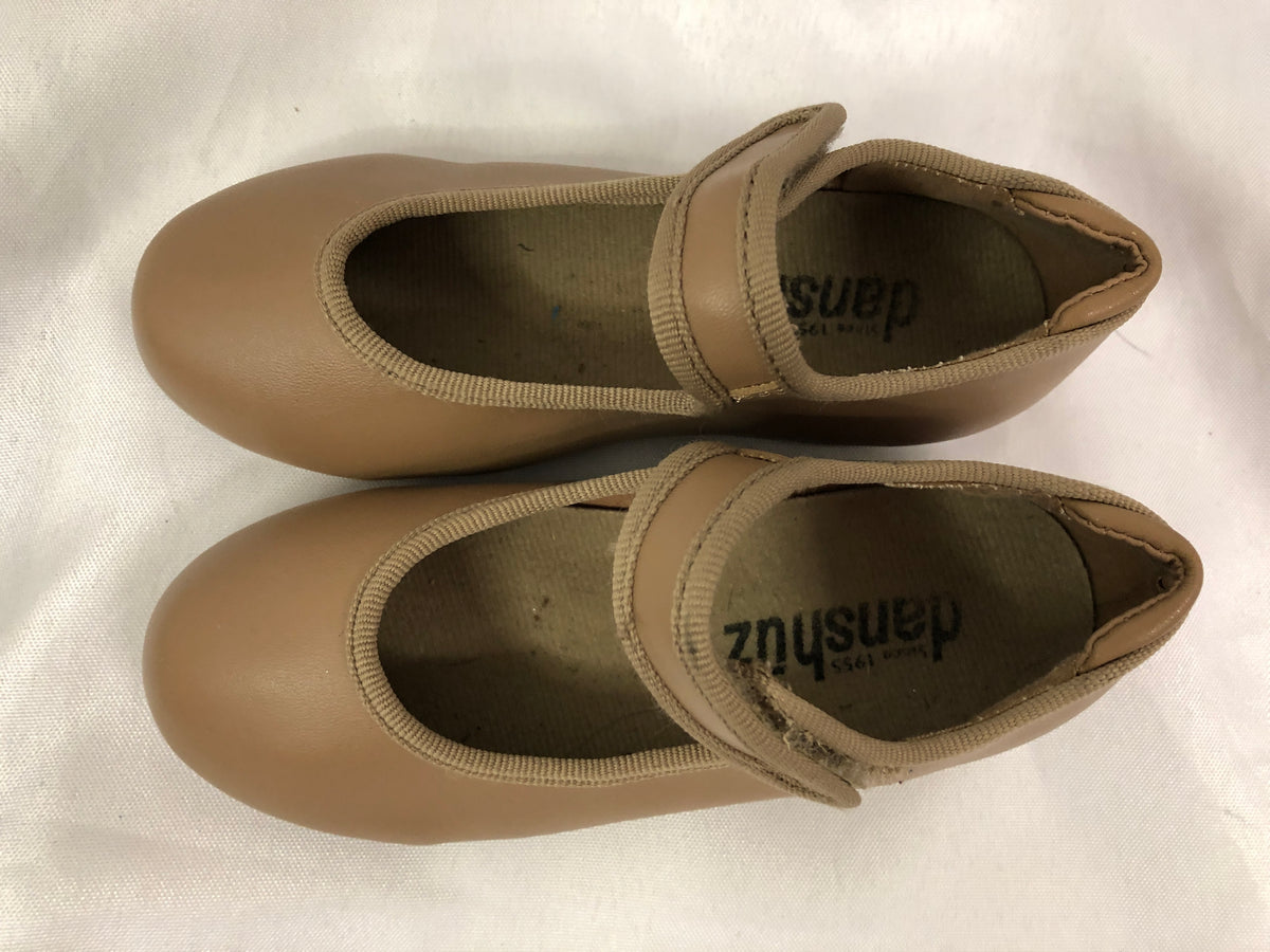 Pre-Owned Tap Shoes Danshuz 534 Toddler 9.5M Tan Mary Jane Leather No Buckle