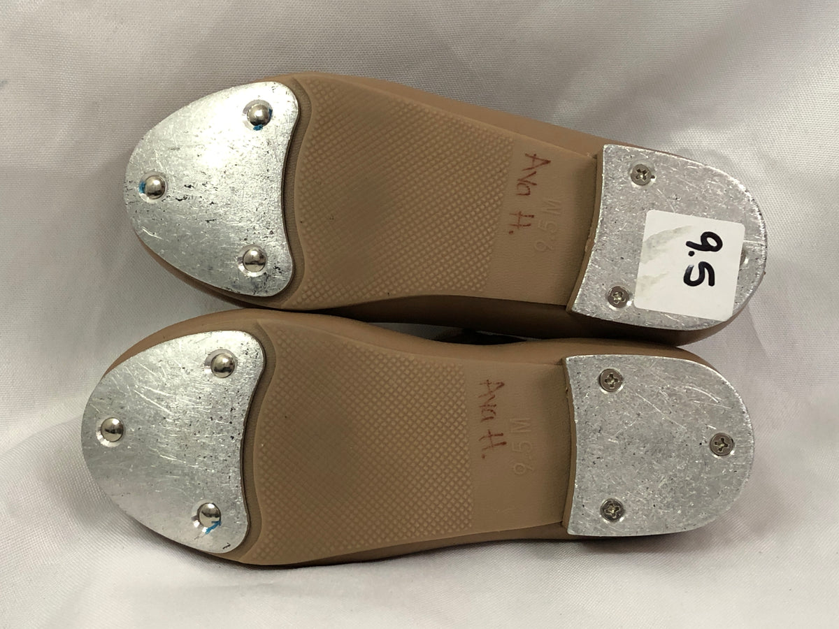 Pre-Owned Tap Shoes Danshuz 534 Toddler 9.5M Tan Mary Jane Leather No Buckle