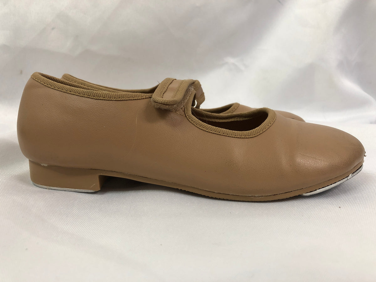 Pre-Owned Tap Shoes Dance Class Child 13.5M Tan Mary Jane Easy Strap