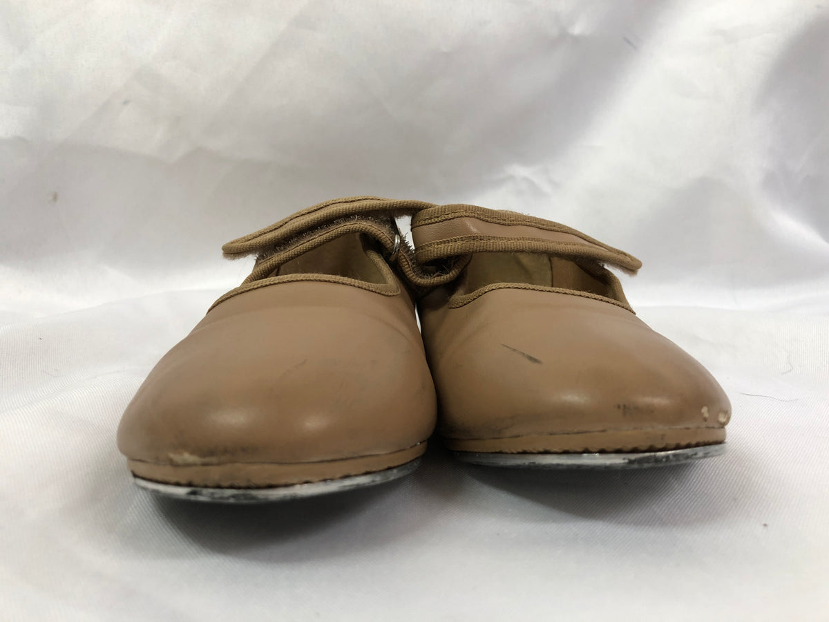 Pre-Owned Tap Shoes Dance Class Child 13.5M Tan Mary Jane Easy Strap