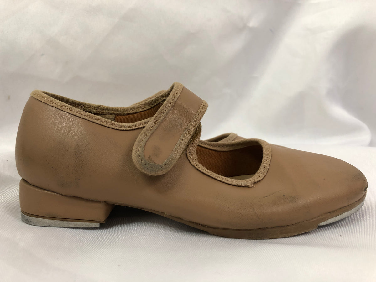 Pre-Owned Tan Tap Shoes SoDanca Child 12.5W Mary Jane Leather Loop Strap