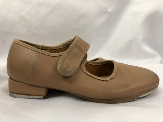 Pre-Owned Tan Tap Shoes SoDanca Child 12.5W Mary Jane Leather Loop Strap