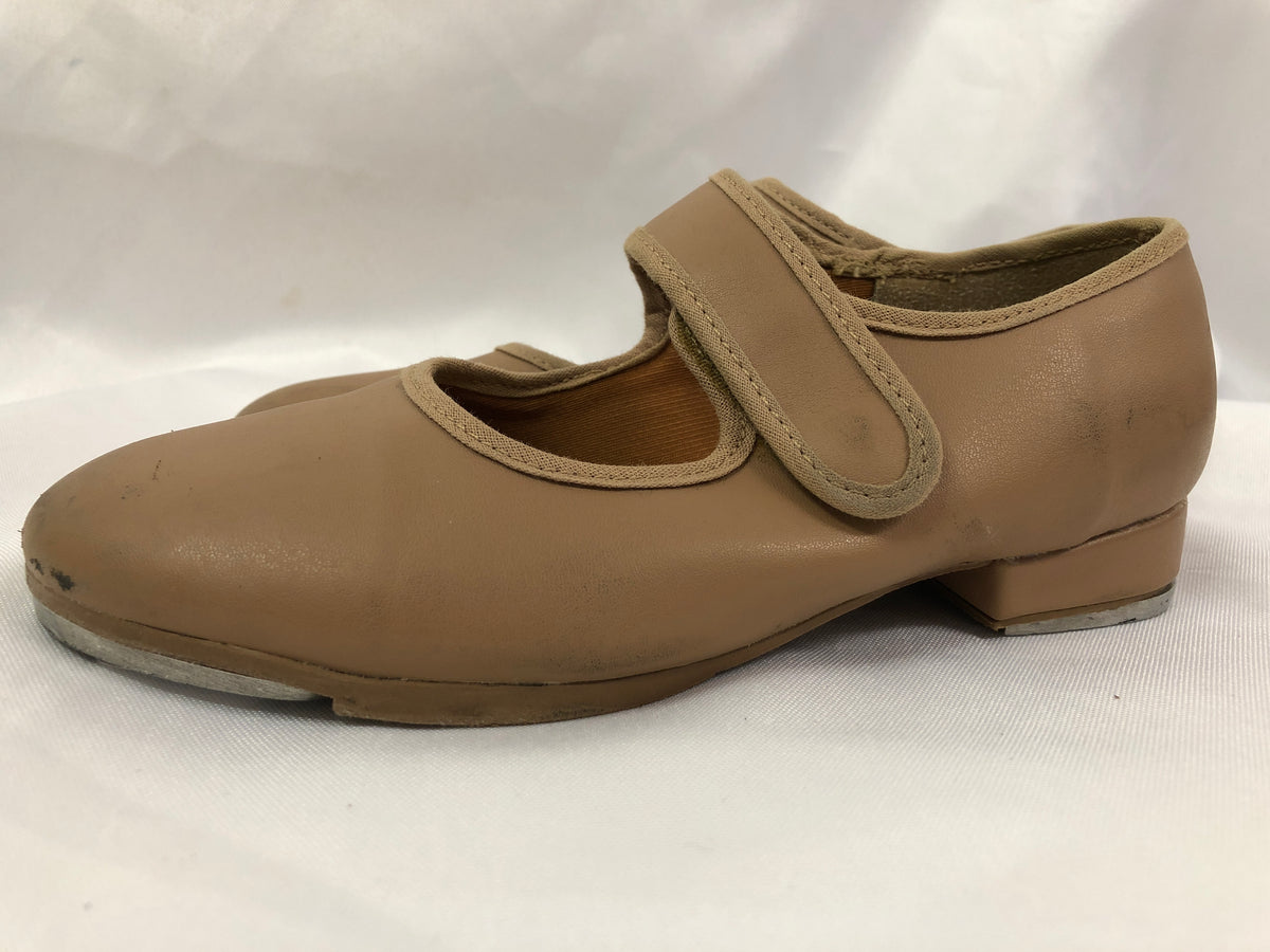 Pre-Owned Tan Tap Shoes SoDanca Child 12.5W Mary Jane Leather Loop Strap