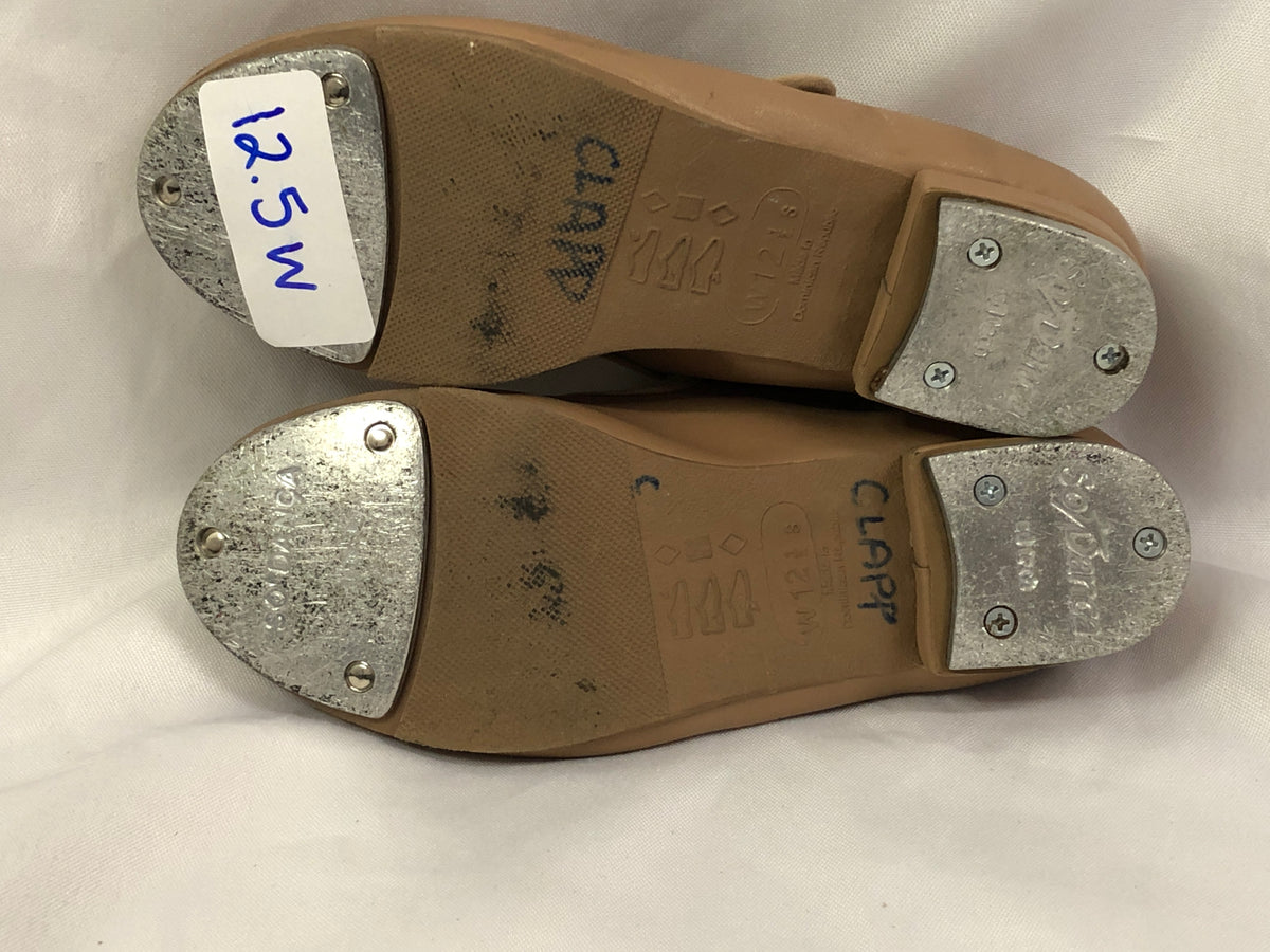 Pre-Owned Tan Tap Shoes SoDanca Child 12.5W Mary Jane Leather Loop Strap
