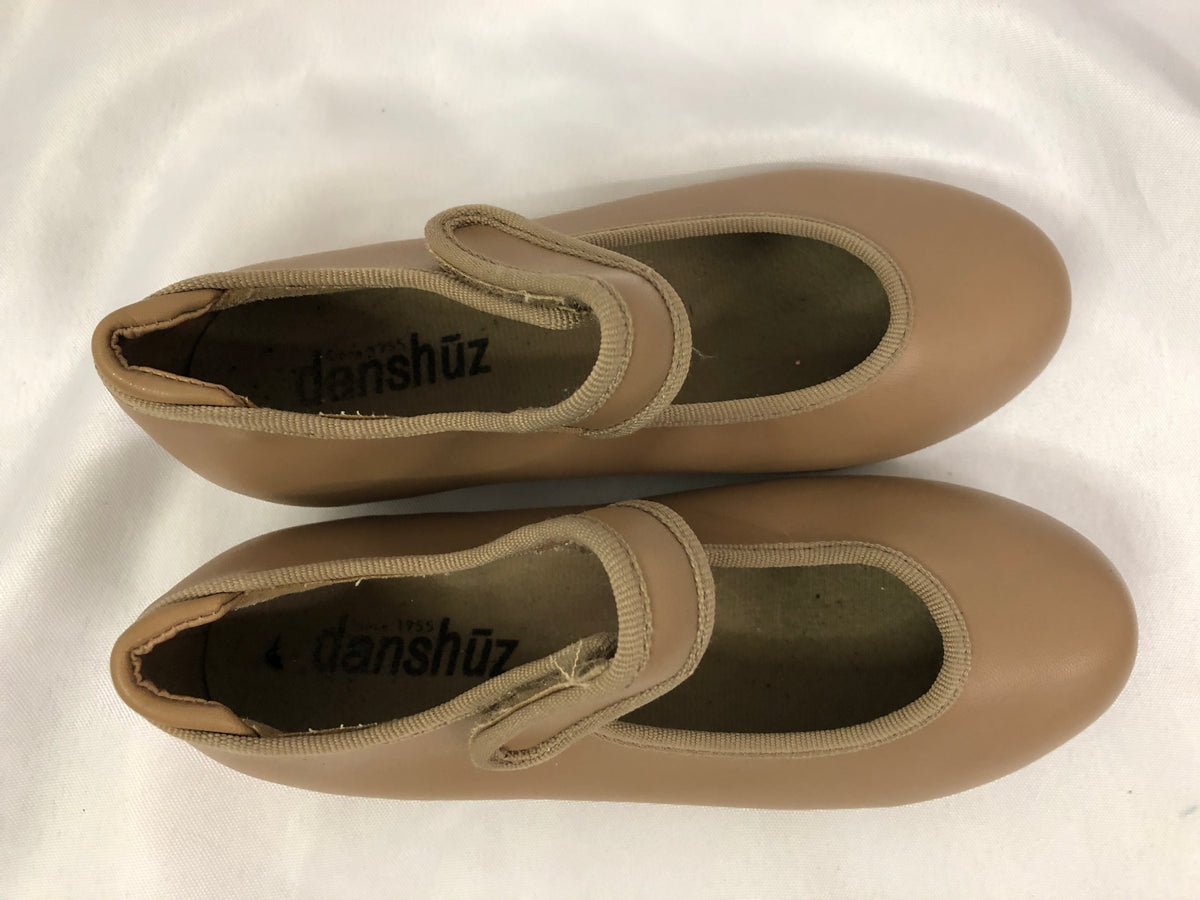 Pre-Owned Tap Shoes Danshuz 534 Child 13.5M Tan Mary Jane Leather No Buckle