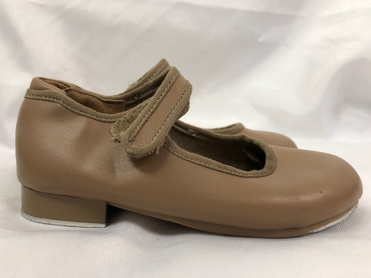 Pre-Owned Tap Shoes Danshuz 534 Child 10M Tan Mary Jane Leather No Buckle