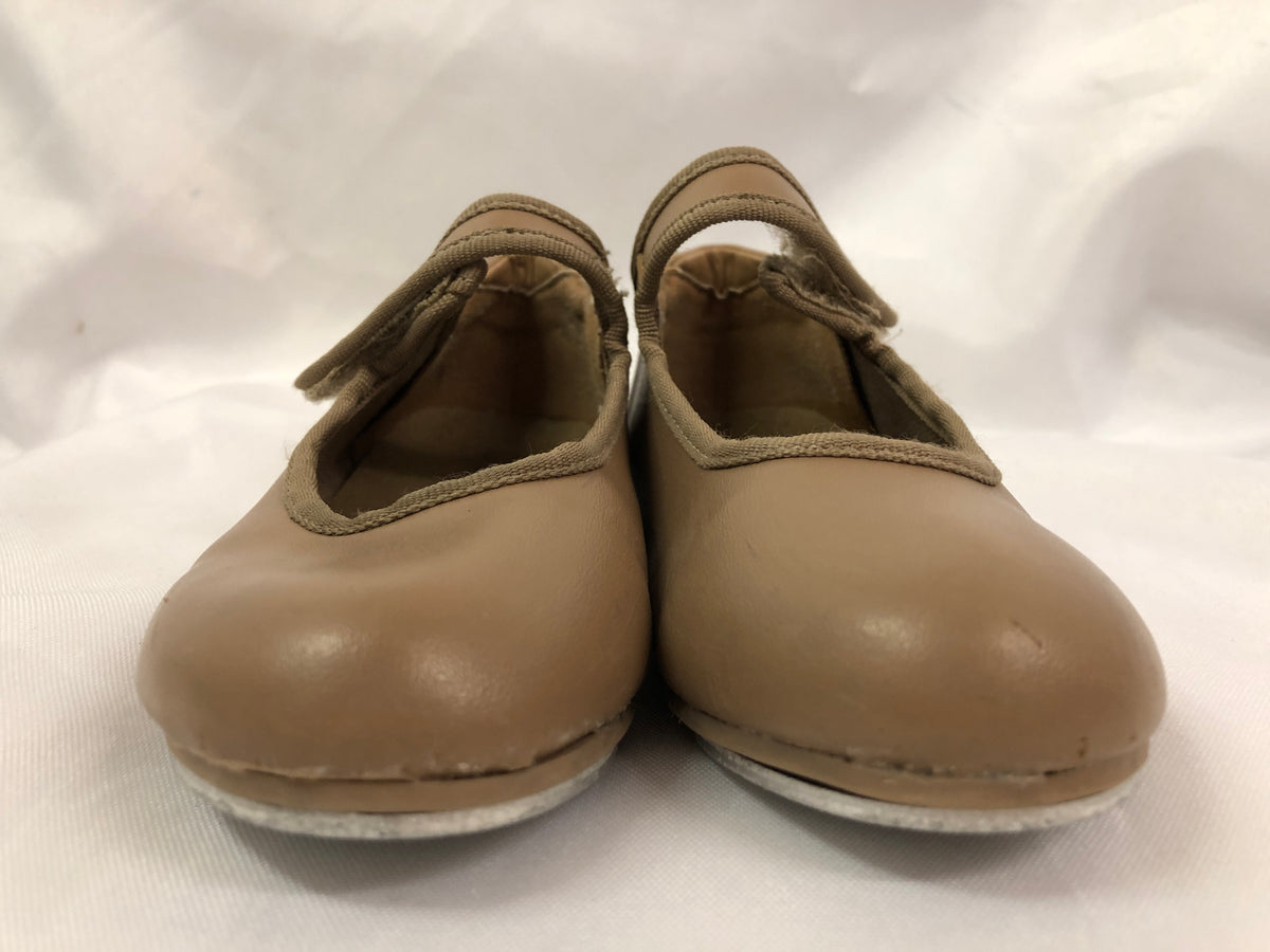 Pre-Owned Tap Shoes Danshuz 534 Child 10M Tan Mary Jane Leather No Buckle