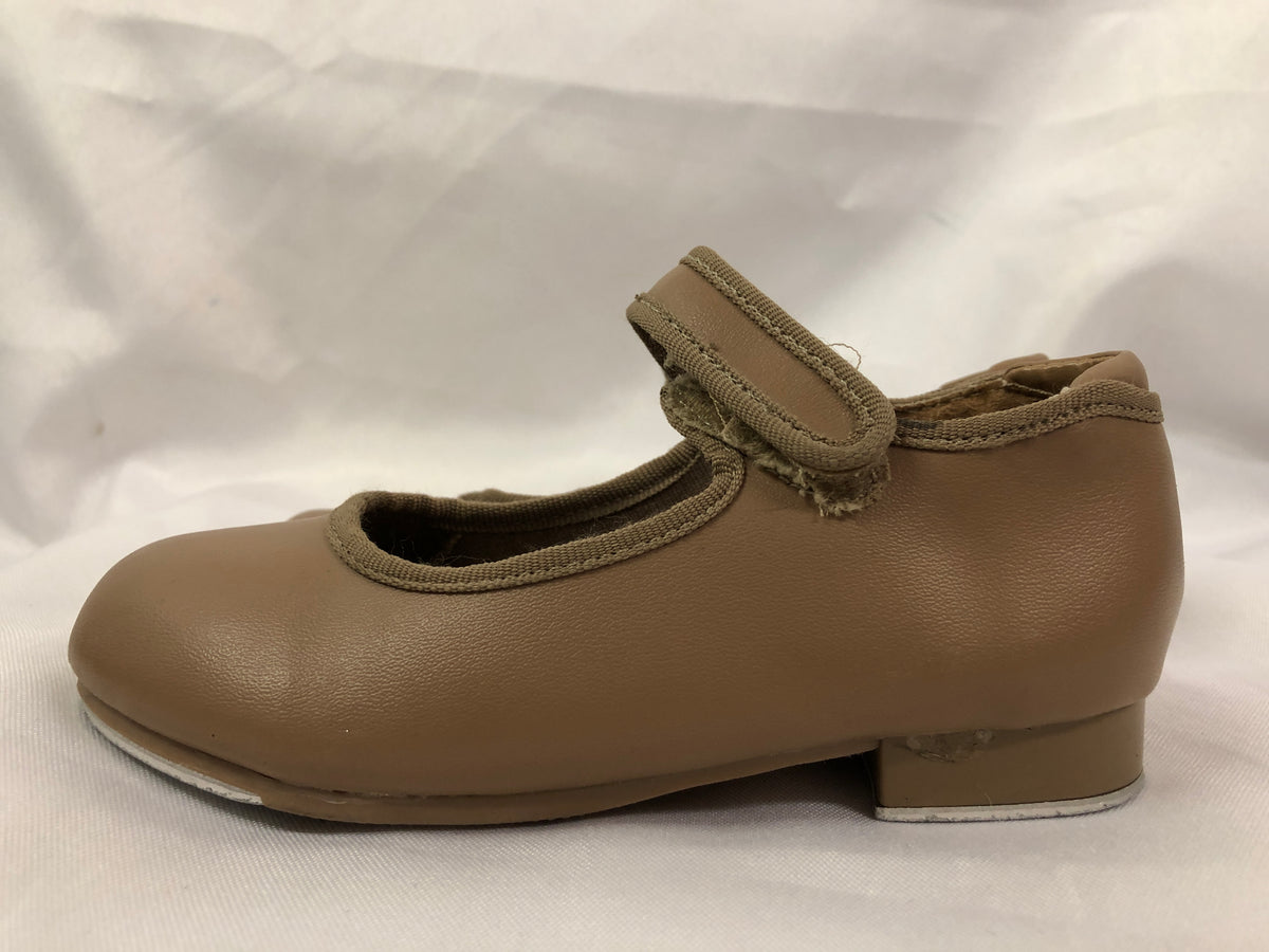 Pre-Owned Tap Shoes Danshuz 534 Child 10M Tan Mary Jane Leather No Buckle
