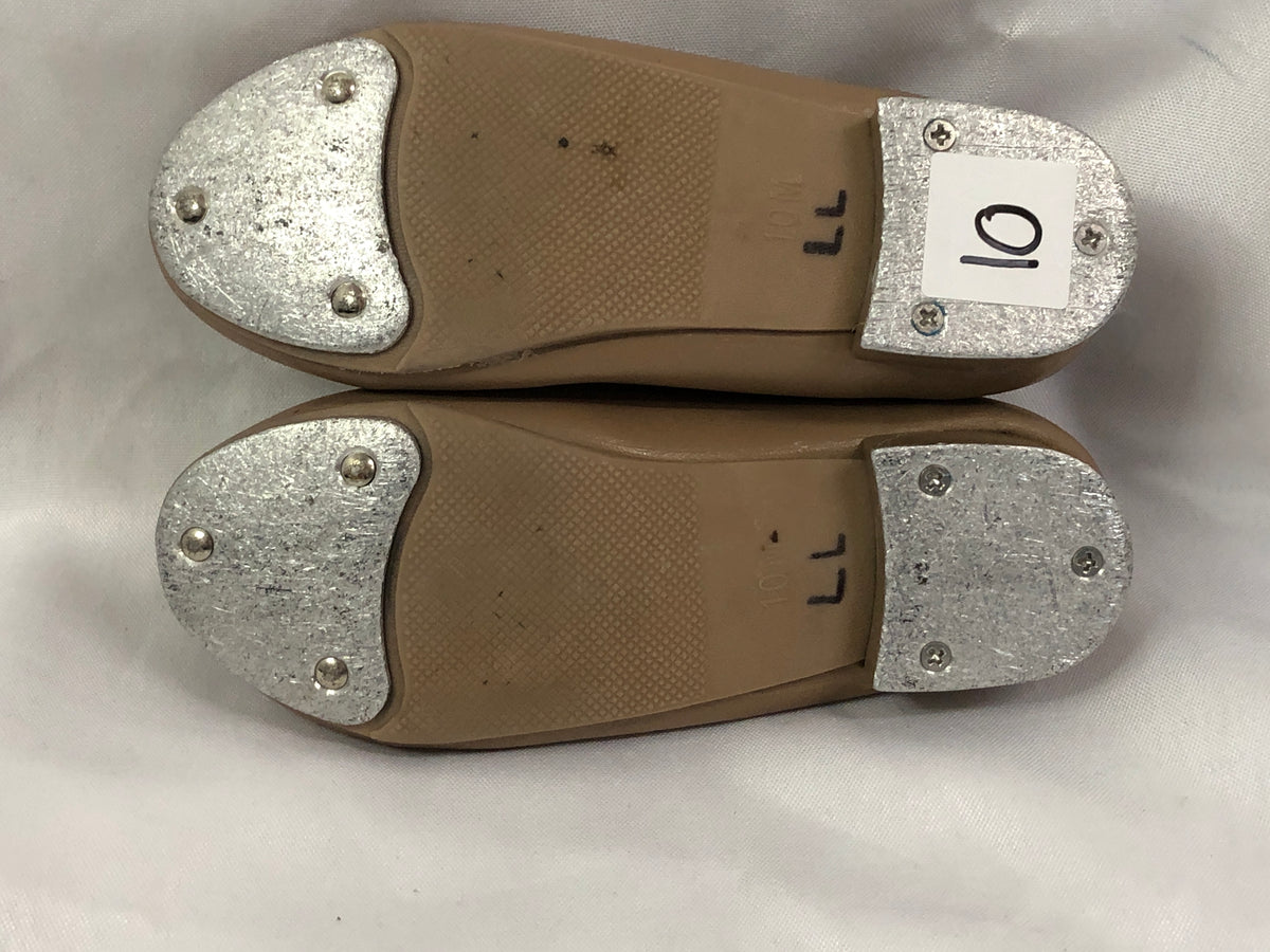 Pre-Owned Tap Shoes Danshuz 534 Child 10M Tan Mary Jane Leather No Buckle