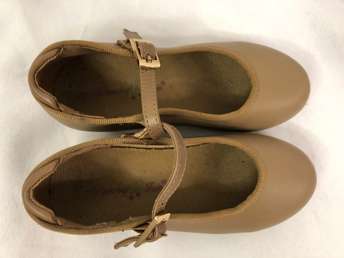 Pre-Owned Tap Shoes Danshuz 751 Toddler 8.5M Tan Mary Jane Buckle