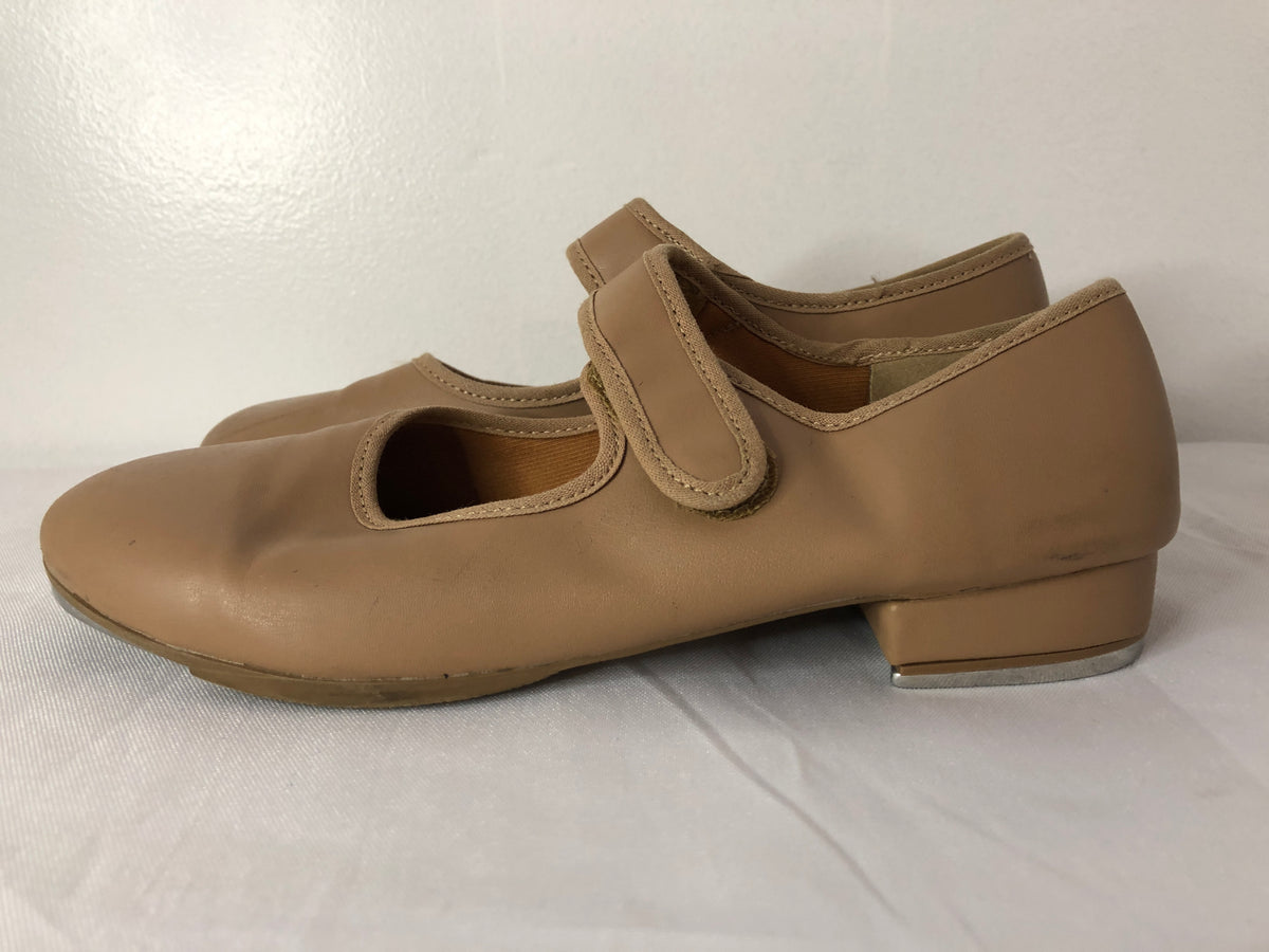 Pre-Owned Tap Shoes Adult 5.5W Tan So Danca TA38 Mary Jane Leather Loop Strap