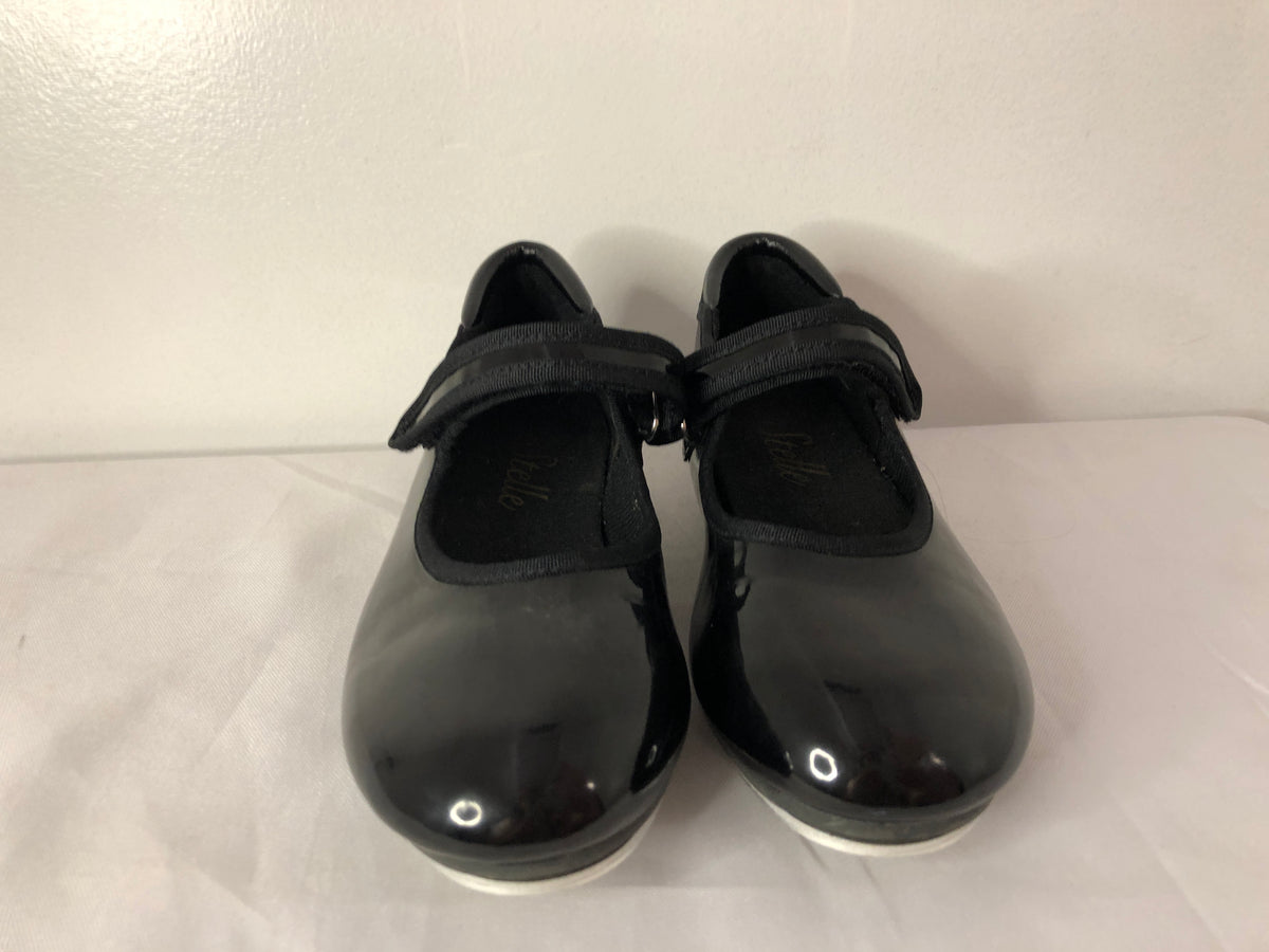 Pre-Owned Dance Tap Shoes Stelle Kids 13M Mary Jane easy Strap Black