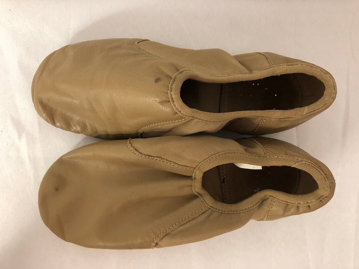 Pre-Owned Jazz Shoes DanzNMotion Adult 7M Tan Slip On Leather  Split Sole