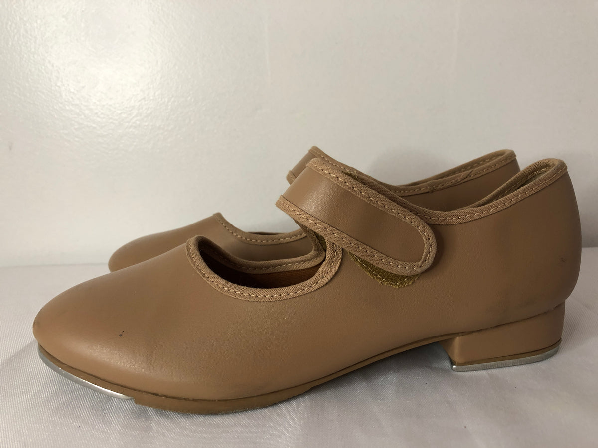 Dance Tap Shoes Youth 5W Tan So Danca TA38 Mary Jane Leather Loop Strap