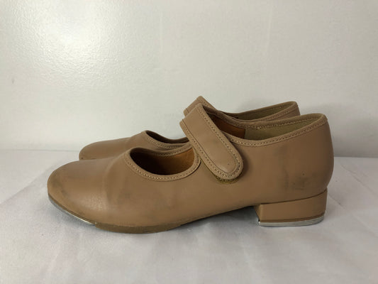 Dance Tan Tap Shoes SoDanca Youth 4M Mary Jane Leather Loop Strap