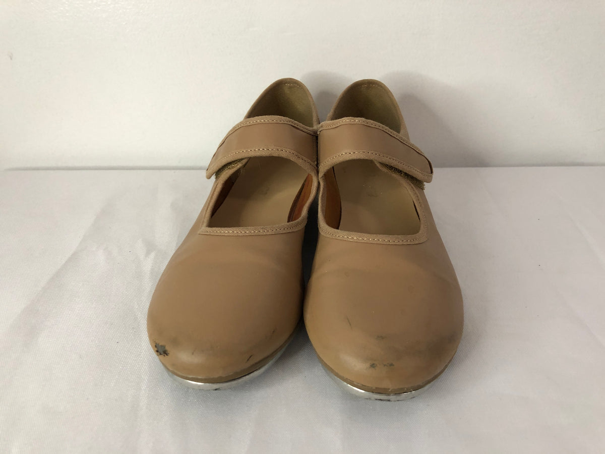 Dance Tan Tap Shoes SoDanca Youth 4M Mary Jane Leather Loop Strap