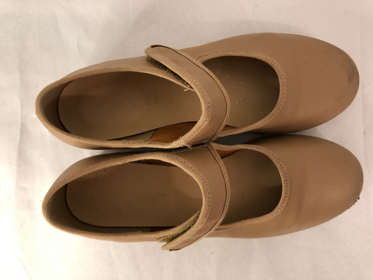 Dance Tan Tap Shoes SoDanca Youth 4M Mary Jane Leather Loop Strap