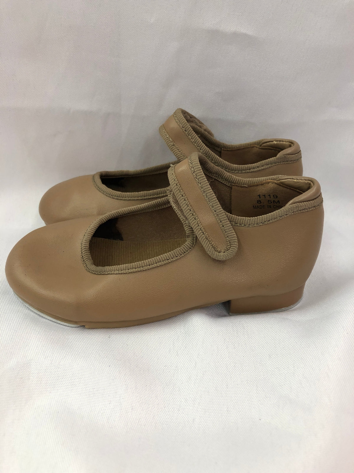 Pre-Owned Tap Shoes Danshuz 534 Child 8.5M Tan Mary Jane Leather No Buckle