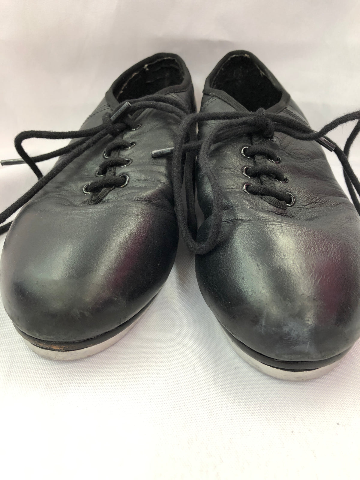 Pre-Owned Tap Shoes DanzNMotion Adult 7M Black Oxford Leather Split Sole