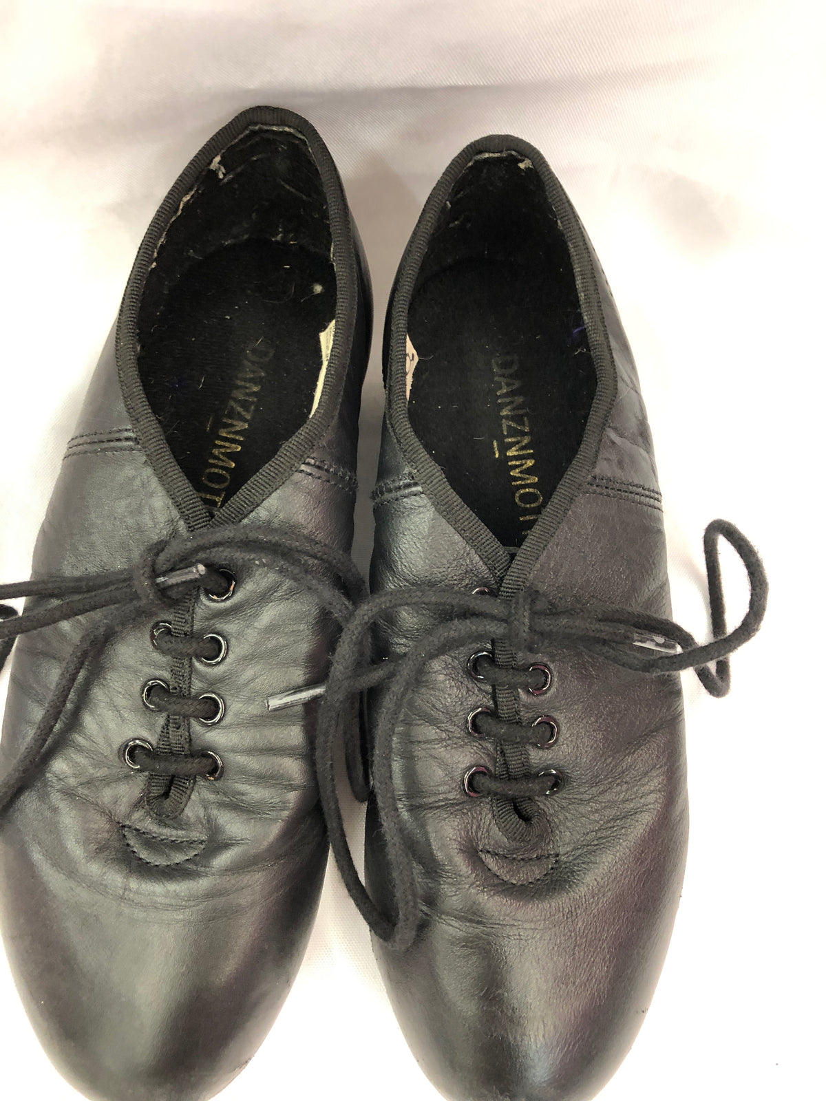 Pre-Owned Tap Shoes DanzNMotion Adult 7M Black Oxford Leather Split Sole