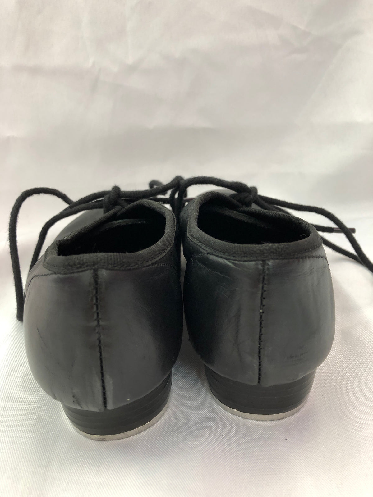 Pre-Owned Tap Shoes DanzNMotion Adult 7M Black Oxford Leather Split Sole