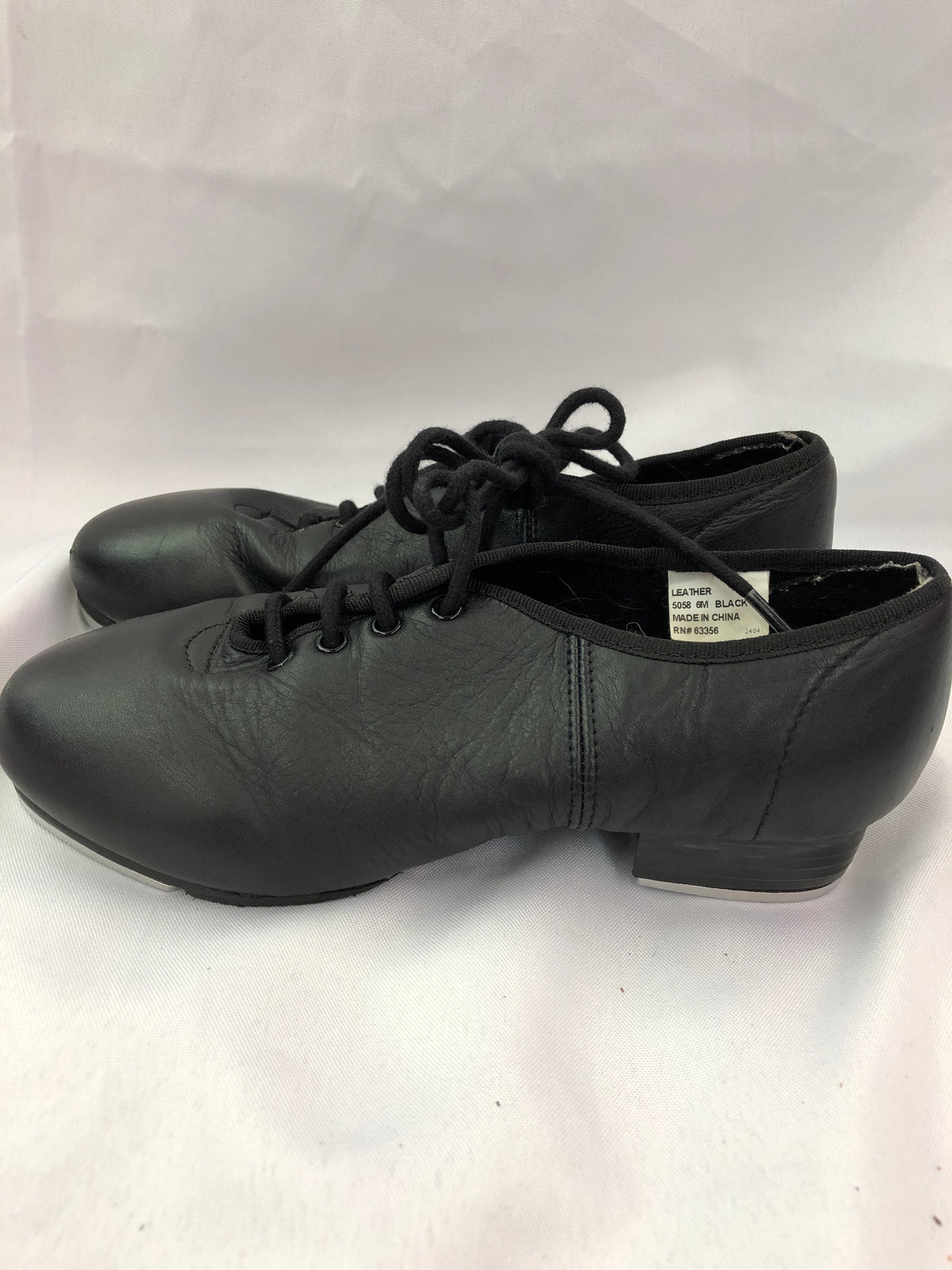 Pre-Owned Tap Shoes DanzNMotion Adult 6M Black Oxford Leather Split Sole