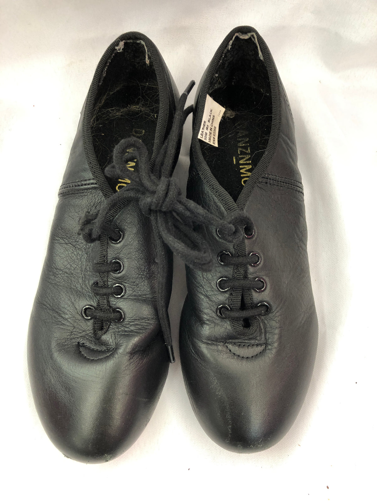 Pre-Owned Tap Shoes DanzNMotion Adult 6M Black Oxford Leather Split Sole