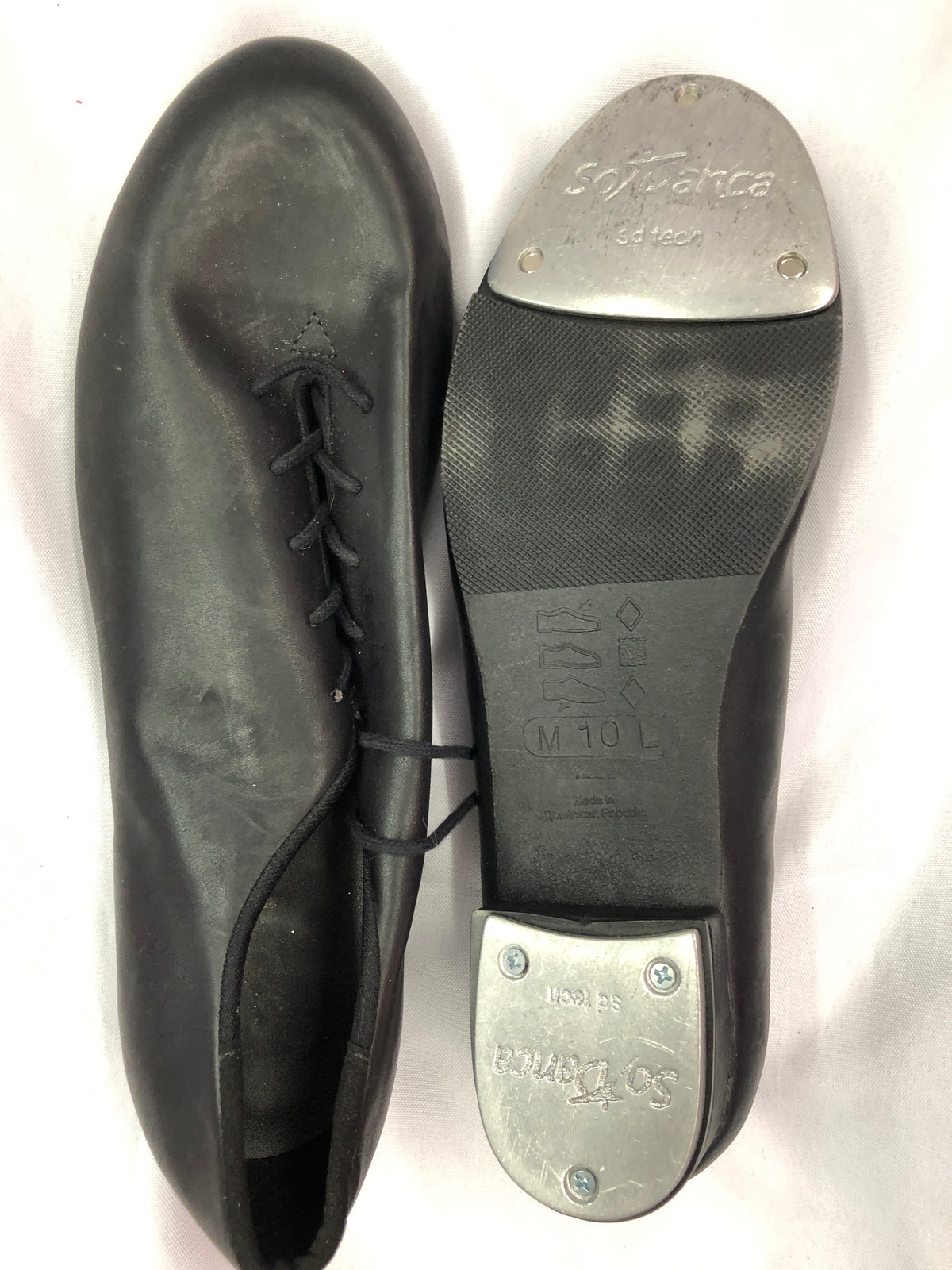 Pre-Owned Tap Shoes SoDanca Adult 10M Oxford Leather Lace Up Student