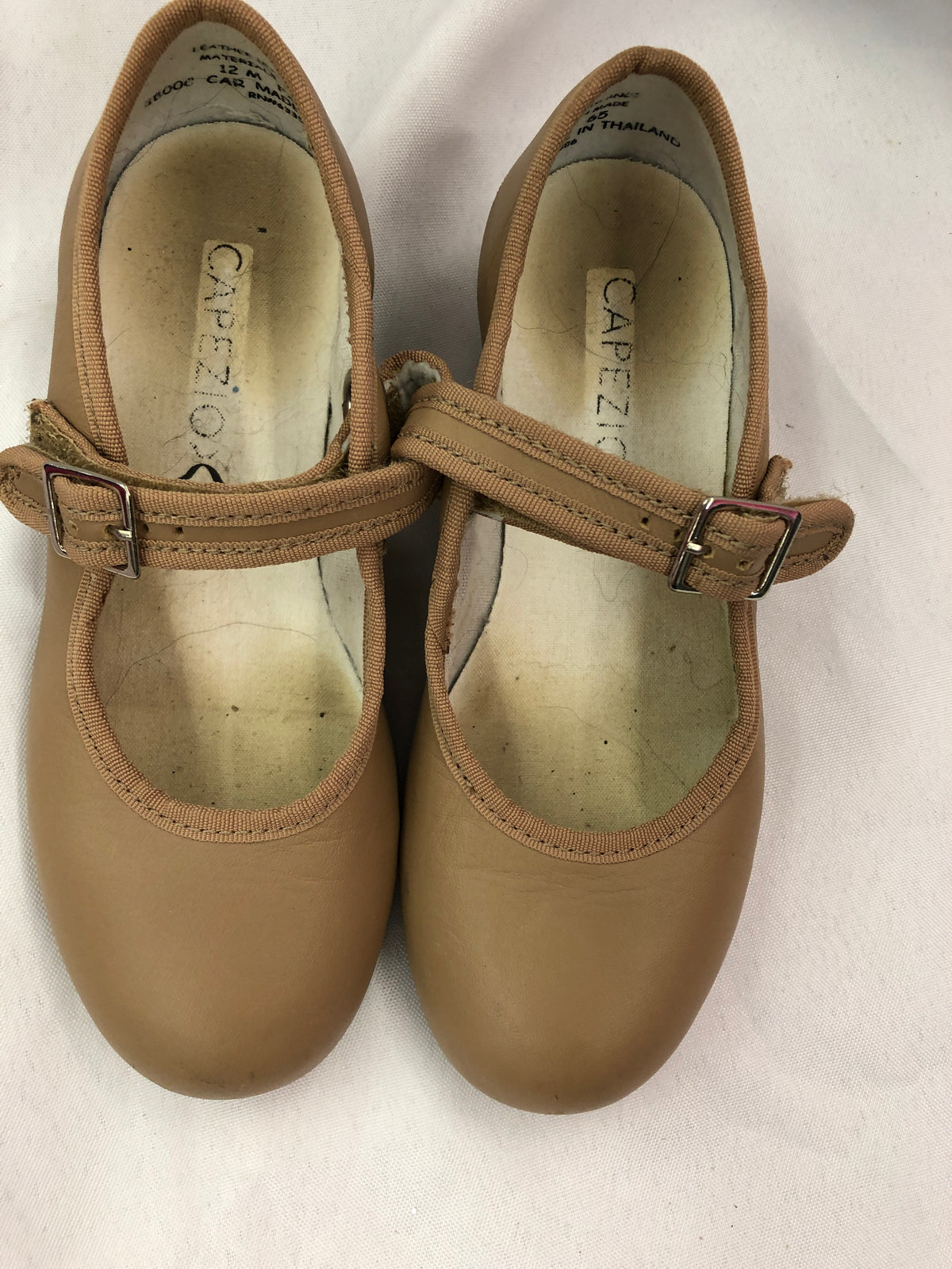 Pre-Owned Tap Shoes Capezio Child 12 Jane Leather Buckle Tan