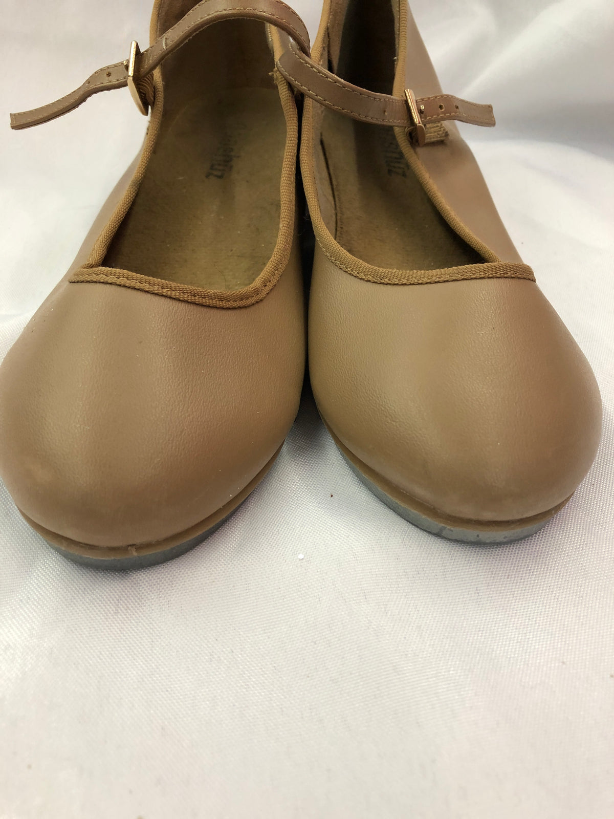 Pre-Owned Tap Shoes DanzNMotion 752 Adult 6.5M Tan Mary Jane Buckle