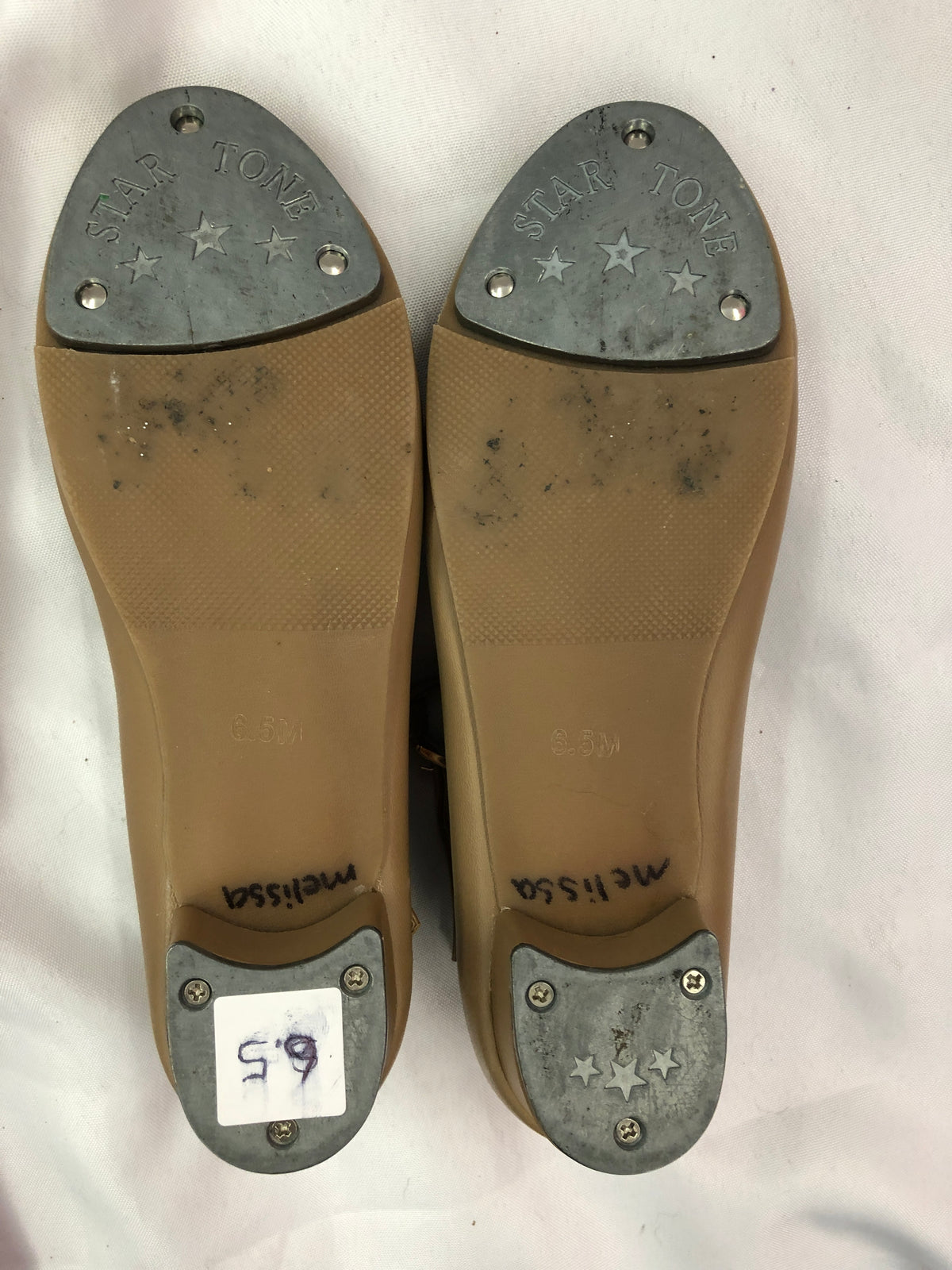 Pre-Owned Tap Shoes DanzNMotion 752 Adult 6.5M Tan Mary Jane Buckle