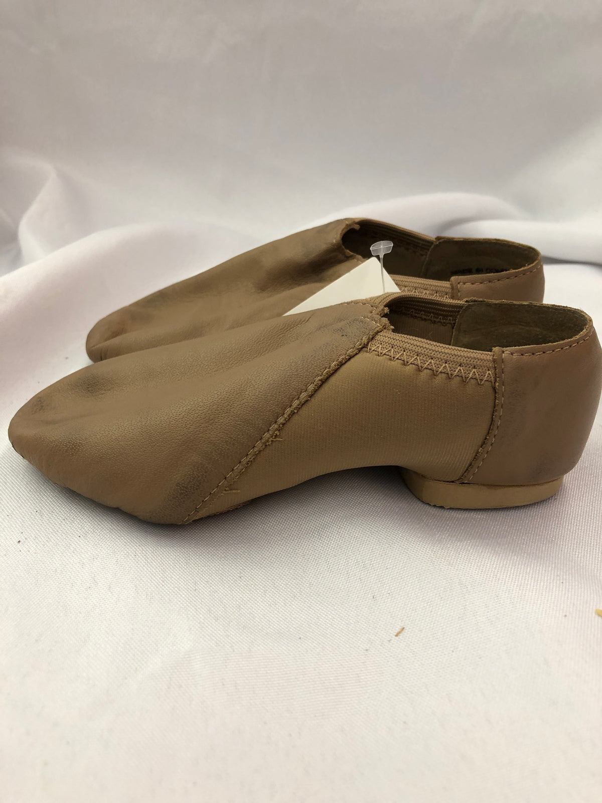 Pre-Owned Jazz Shoes So Danca 12W Child JZ43 Tan Pull On Leather Split Sole