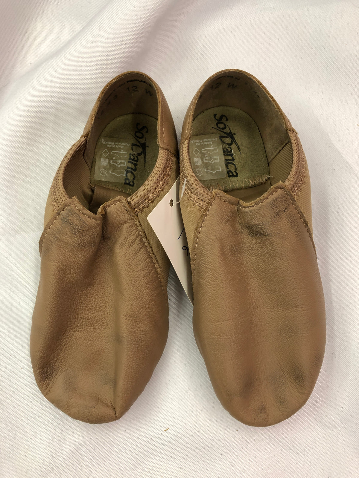 Pre-Owned Jazz Shoes So Danca 12W Child JZ43 Tan Pull On Leather Split Sole