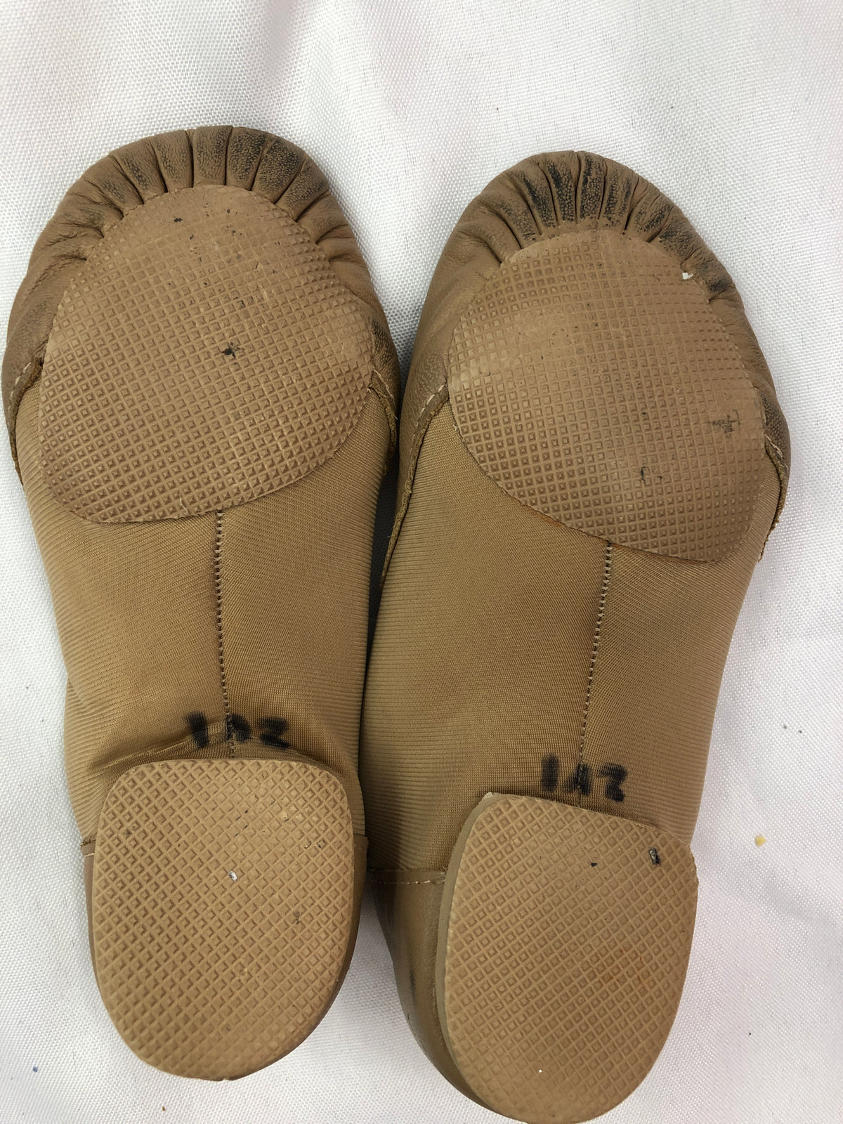 Pre-Owned Jazz Shoes So Danca 12W Child JZ43 Tan Pull On Leather Split Sole