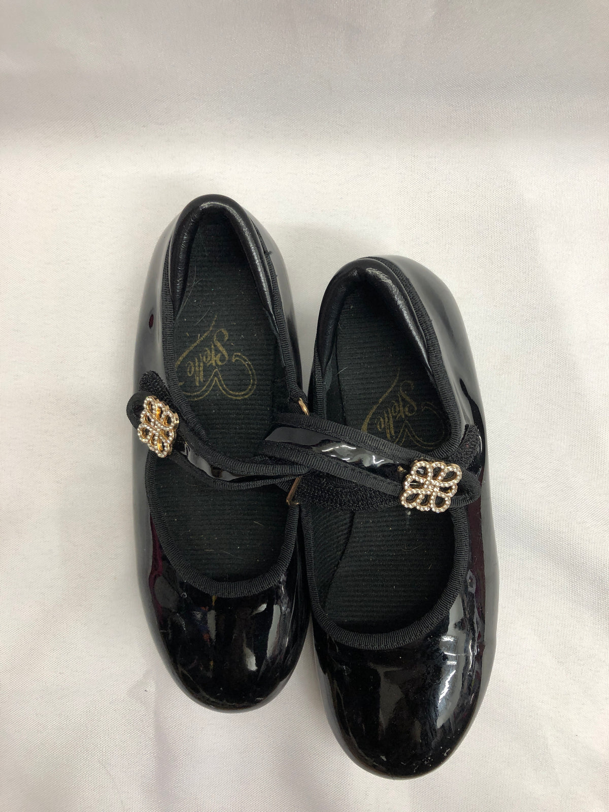 Pre-Owned Dance Tap Shoes Stelle Child 12M Mary Jane easy Strap Black
