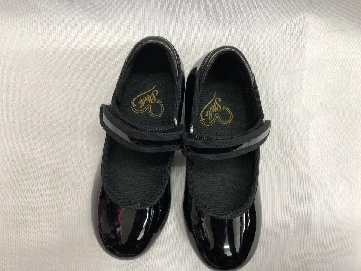 Pre-Owned Dance Tap Shoes Stelle Child 10M Mary Jane easy Strap Black