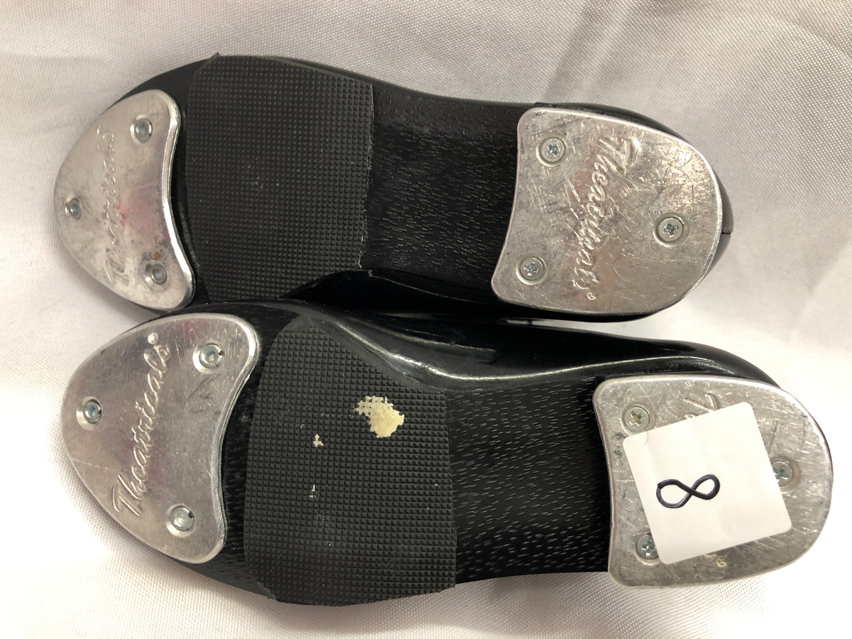 Pre-Owned Tap Shoes Theatricals Kids 8M Mary Jane Black Easy Strap