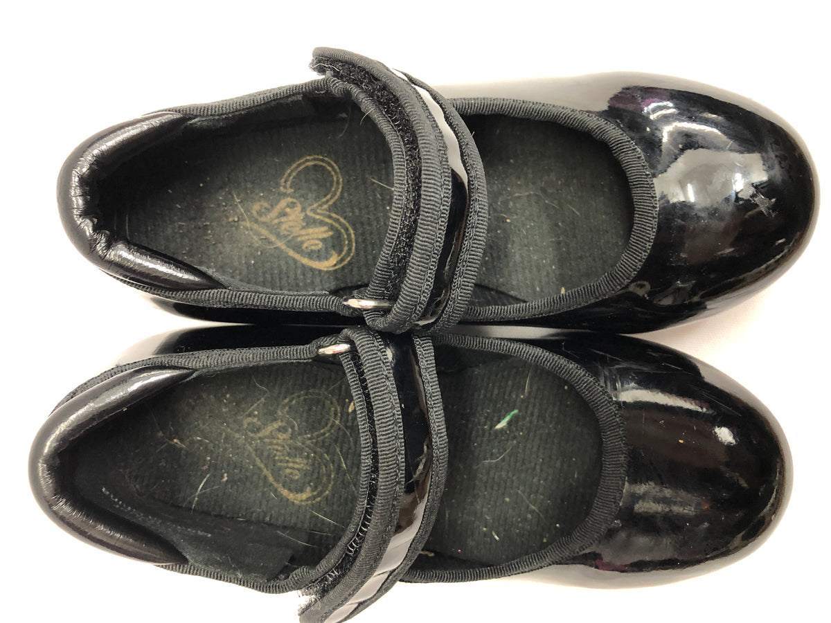 Pre-Owned Dance Tap Shoes Stelle Child 9M Mary Jane easy Strap Black