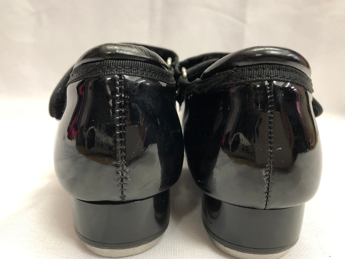 Pre-Owned Dance Tap Shoes Stelle Child 9M Mary Jane easy Strap Black