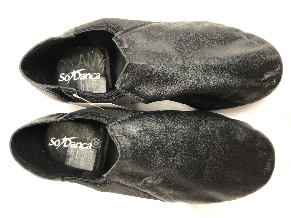Pre-Owned Jazz Shoes So Danca 3.5M Child JZ43 Black Pull On Leather Split Sole