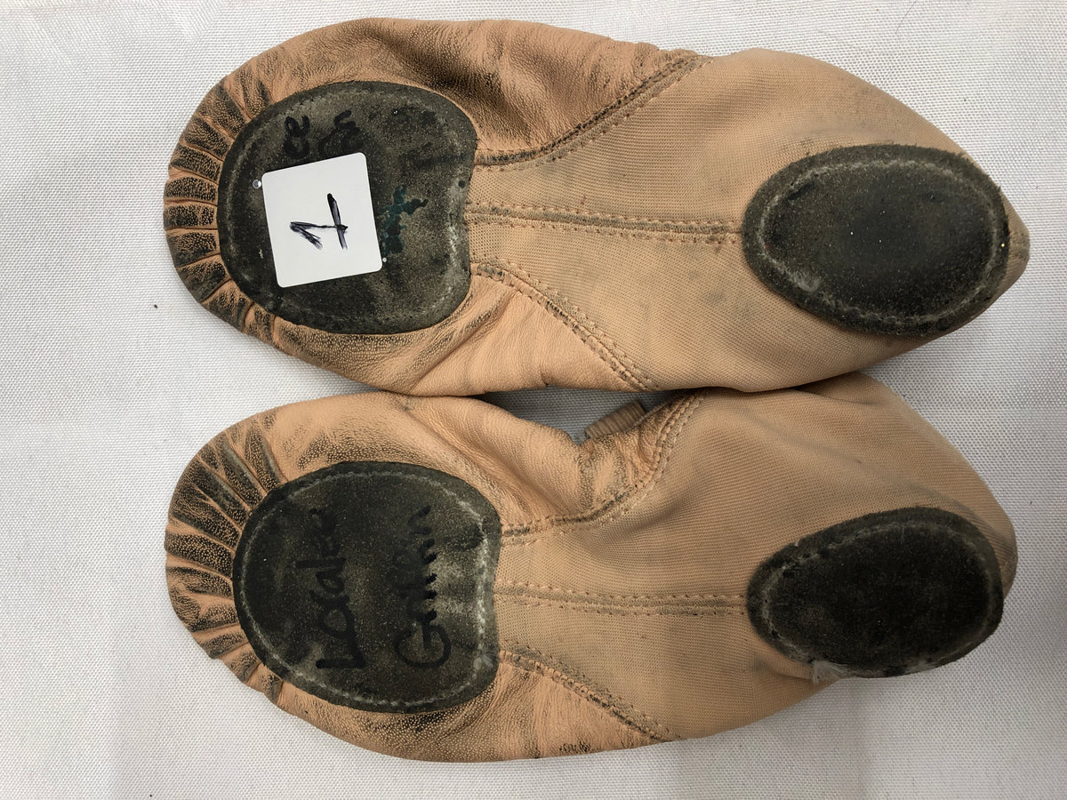 Pre-Owned Ballet Shoes DanzNMotion 397 Child 1M Leather Stretch Cross Strap Split Sole