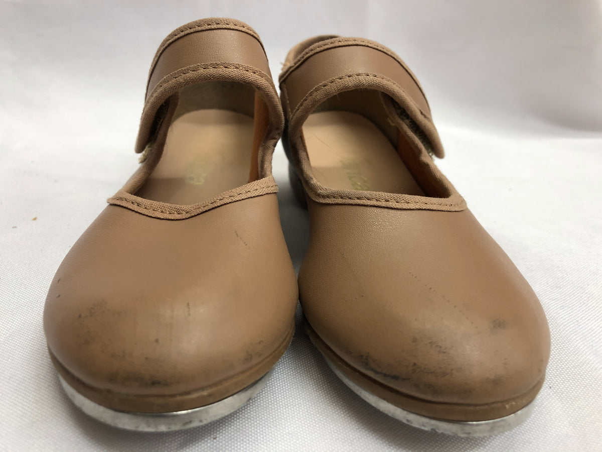 Dance Tan Tap Shoes SoDanca TA37 Child 9.5M Mary Jane Leather Loop Strap