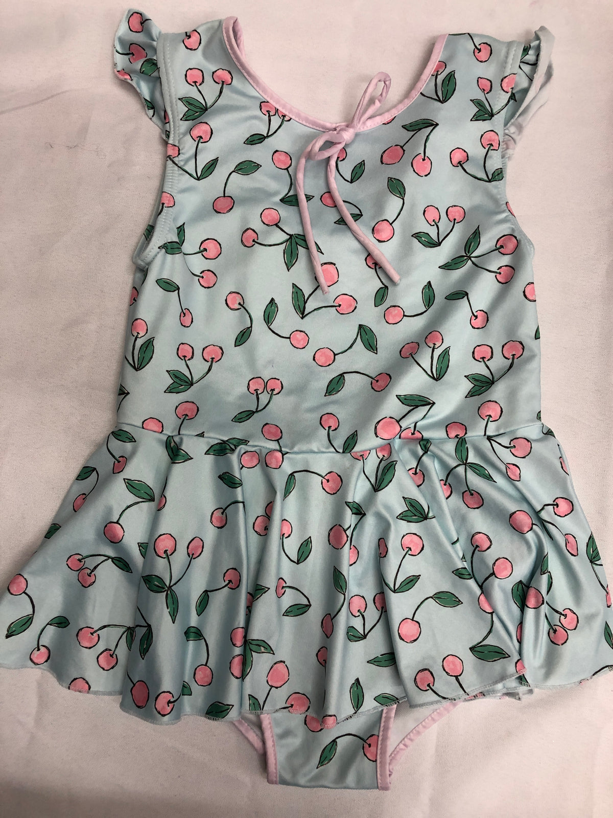 Pre-Owned Leotard Dress Sweet Honey Lt Blue Cherry Print Medium Child Ballet Tap