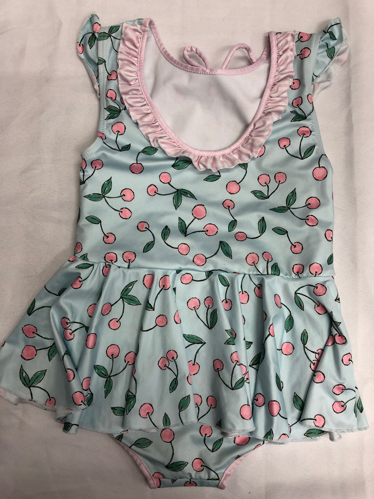 Pre-Owned Leotard Dress Sweet Honey Lt Blue Cherry Print Medium Child Ballet Tap