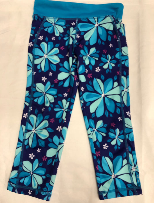 Pre-Owned Leggings GymGo Blue Flower Medium Child Jazz Gymnastics