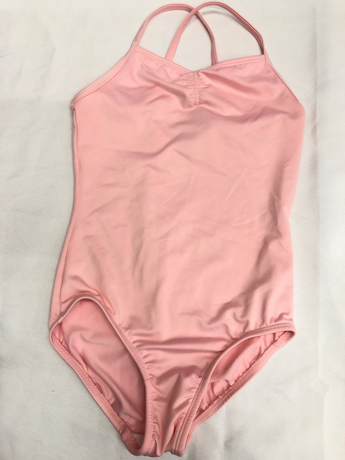 Pre-Owned Leotard Medium Child Pink Moret Lycra Camisole Crossing Back Straps