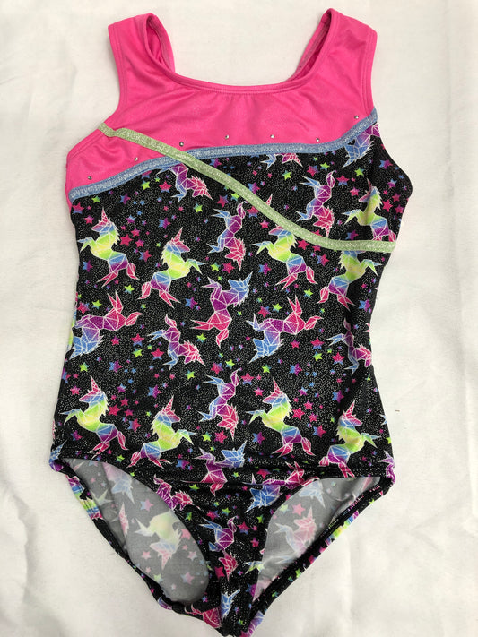 Pre-Owned Leotard Moret Medium Child Pink Unicorn Gymnastics Acro
